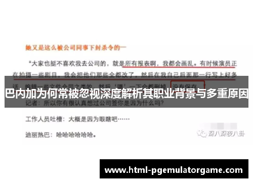 巴内加为何常被忽视深度解析其职业背景与多重原因