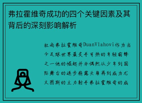 弗拉霍维奇成功的四个关键因素及其背后的深刻影响解析